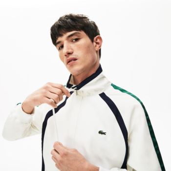 Lacoste Heritage Stripe Track Jacket - Bunda Pánské Bílé / Tmavě Blankyt Blankyt / Zelene | CZ-0rnIo